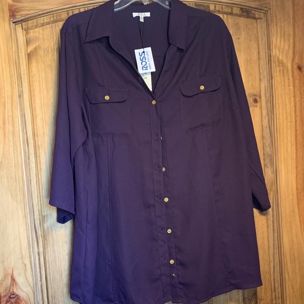 Chic Purple Button-Down Shirt